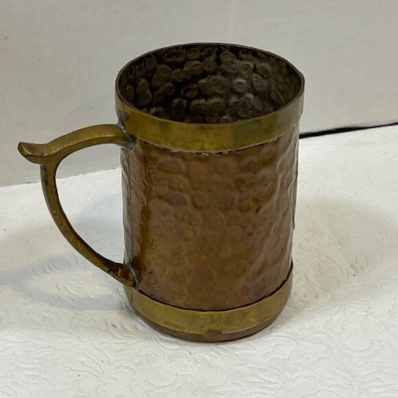 VTG Handmade Hammered Copper Brass Aztec Mayan Calendar Mug Cup Stein 4.5" Tall - Picture 2 of 14